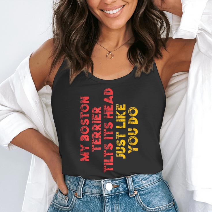 Boston Terrier Mom Dad Dog Lover Owner Women Men Flowy Tank, funny gift
