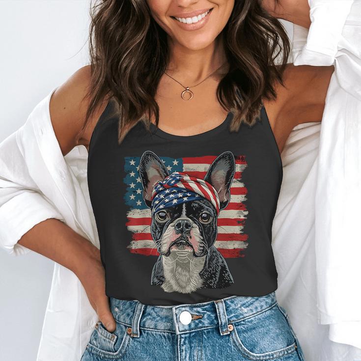 Boston Terrier Patriotic 4th Of July USA American Flag Flowy Tank, funny gift