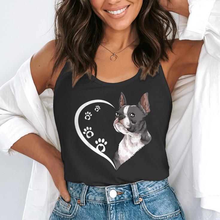 Boston Terrier Shirts For Women Girls Kids Heart Cute Flowy Tank, funny gift