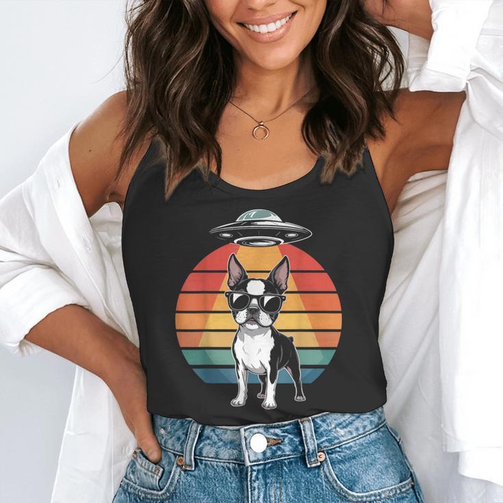 Boston Terrier UFO Alien Boston Terrier Dog Mom Dad Flowy Tank, funny gift