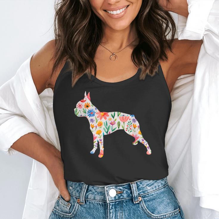 Boston Terrier Watercolor Flowers Flowy Tank, funny gift
