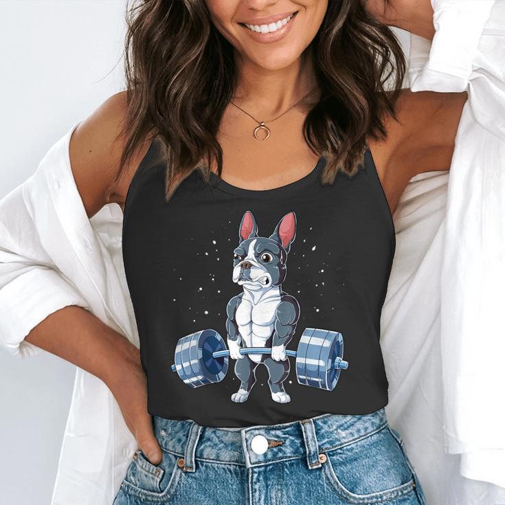 Boston Terrier Weightlifting Deadlift Men Fitness Gym Flowy Tank, funny gift
