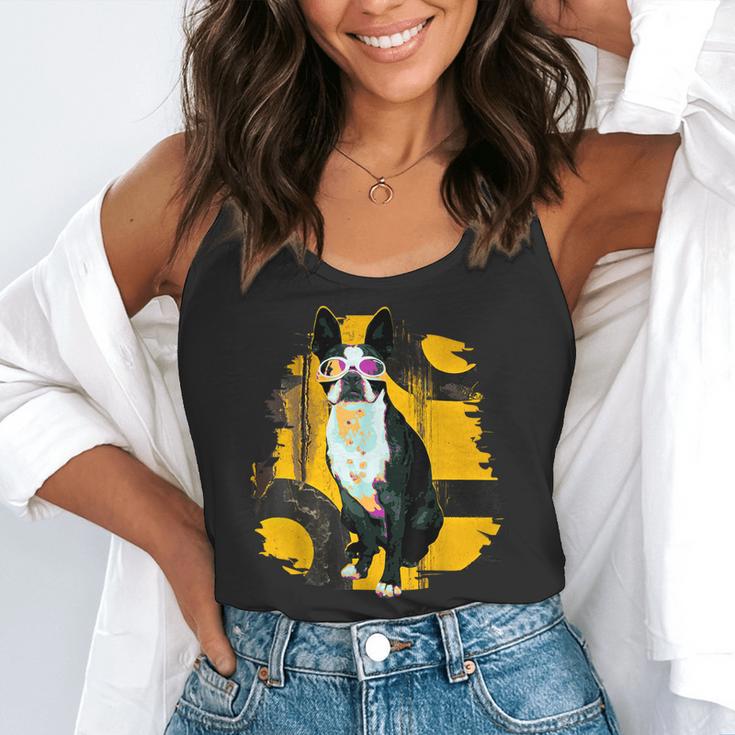 Boston Terrier s Mid-Century Modern Art s Street Grunge Flowy Tank, funny gift