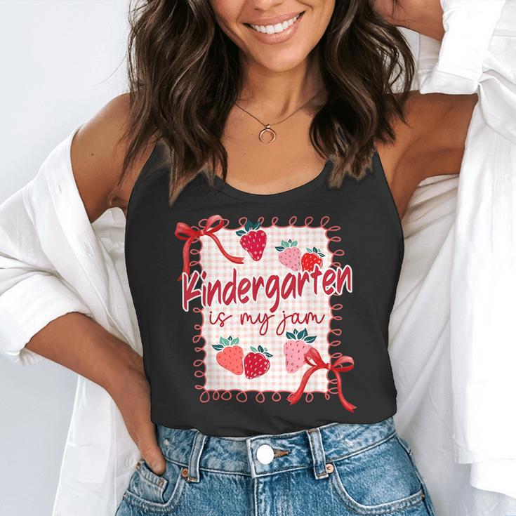 Bow Strawberry Kindergarten Is My Jam Teacher Kinder Team Flowy Tank, funny gift Bow Strawberry Kindergarten Is My Jam Teacher Kinder Team Flowy Tank, funny gift