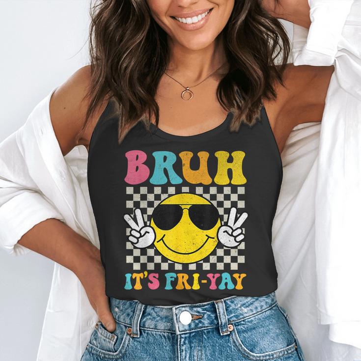 Bruh It's Fri-Yay Friday Weekend Smile Face Teacher Student Flowy Tank, funny gift