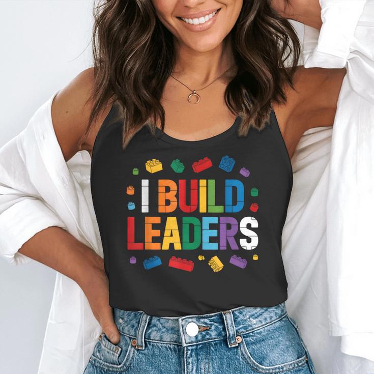 I Build Leaders Bricks Building Blocks Teacher Brick Builder Flowy Tank, funny gift