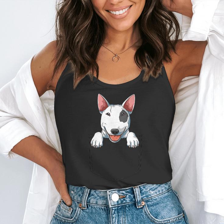 Bull Terrier Pocket Bull Terrier Peeking Out Pocket Flowy Tank, funny gift