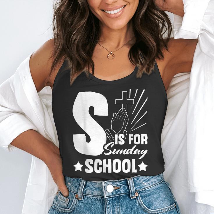 Christian Teacher S Is For Sunday School Essentials Flowy Tank, funny gift Christian Teacher S Is For Sunday School Essentials Flowy Tank, funny gift