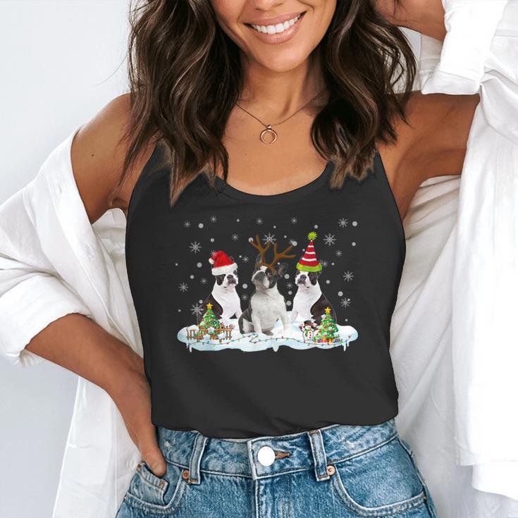Christmas Boston Terrier Santa Dog Lover Flowy Tank, funny gift