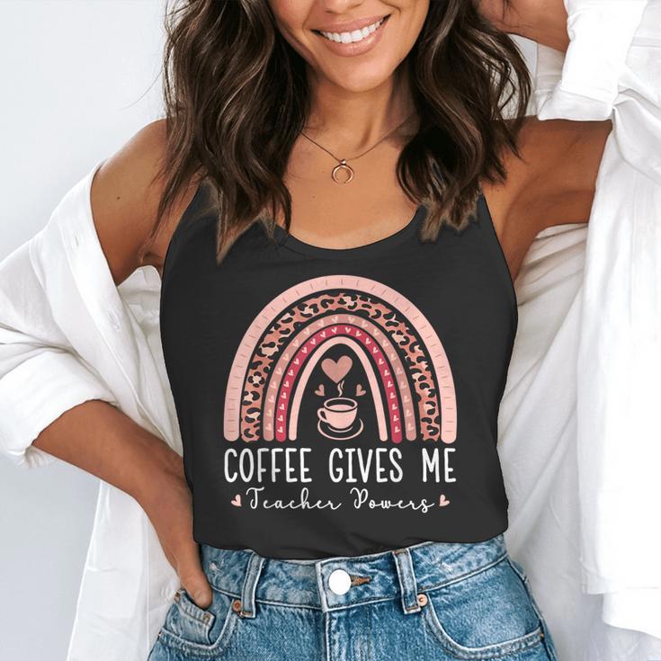 Coffee Gives Me Teacher Powers Leopard Rainbow Teacher Flowy Tank, funny gift Coffee Gives Me Teacher Powers Leopard Rainbow Teacher Flowy Tank, funny gift