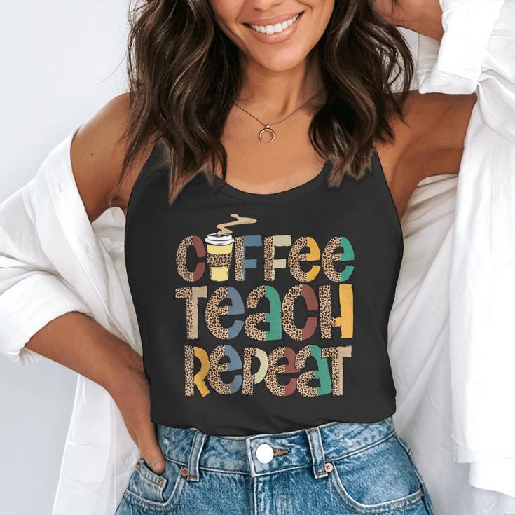 Coffee Teach Repeat Leopard Print Back To School Teachers Flowy Tank, funny gift