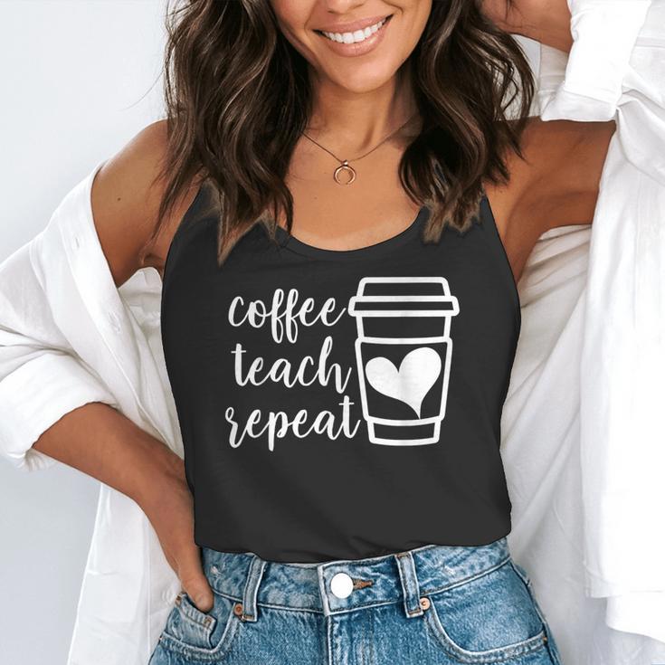 Coffee Teach Repeat Women's Misses Plus Size Teacher Flowy Tank, funny gift