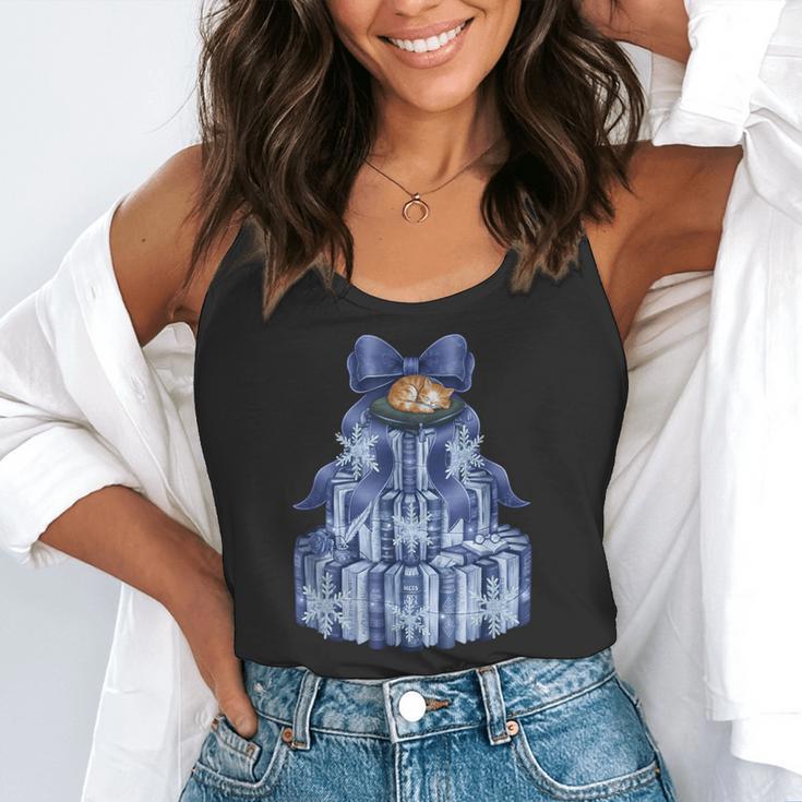 Coquette Bow Book Tree Merry Christmas Xmas Teacher Holiday Flowy Tank, funny gift Coquette Bow Book Tree Merry Christmas Xmas Teacher Holiday Flowy Tank, funny gift