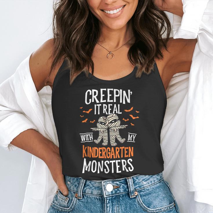 Creepin It Real Kindergarten Monsters Halloween Teacher Flowy Tank, funny gift Creepin It Real Kindergarten Monsters Halloween Teacher Flowy Tank, funny gift