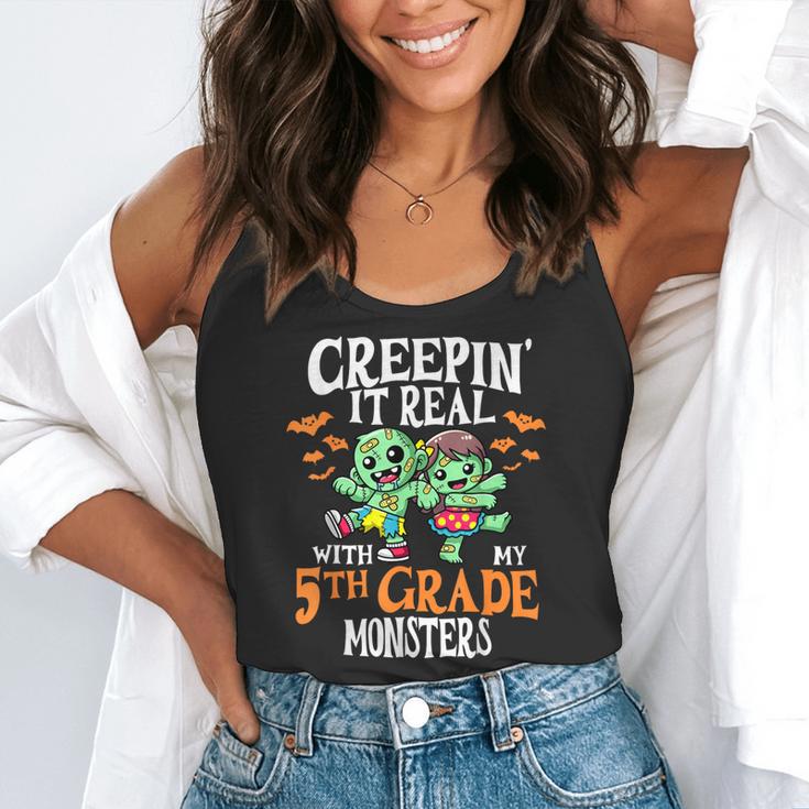 Creepin It Real Monster School 5th Grade Teacher Halloween Flowy Tank, funny gift Creepin It Real Monster School 5th Grade Teacher Halloween Flowy Tank, funny gift