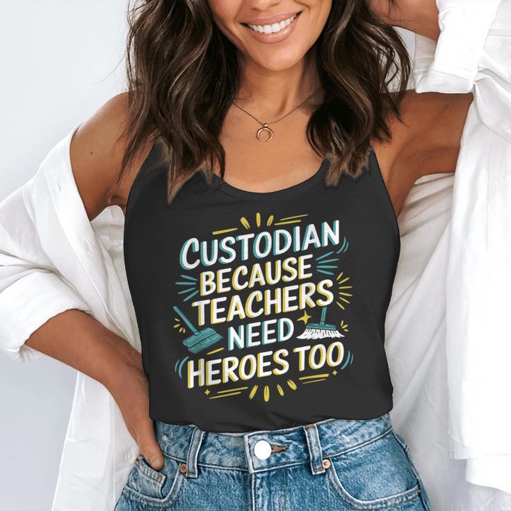 Custodian Because Teachers Need Heroes Too School Janitor Flowy Tank, funny gift Custodian Because Teachers Need Heroes Too School Janitor Flowy Tank, funny gift