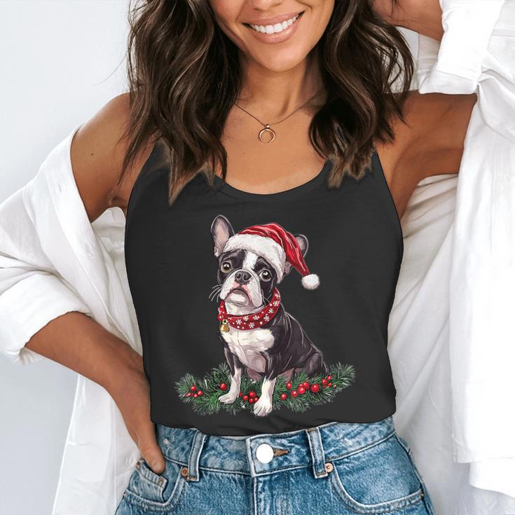 Cute Boston Terrier Dog Christmas Merry X-Mas Graphic Flowy Tank, funny gift
