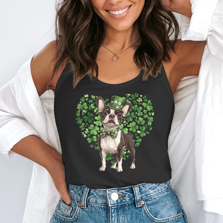 Cute Boston Terrier Shamrock St Patrick's Day Dog Lover Men Women Kids Flowy Tank, funny gift
