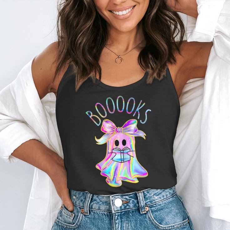 Cute Ghost Book Reading Halloween Teacher Top Girls Women Flowy Tank, funny gift