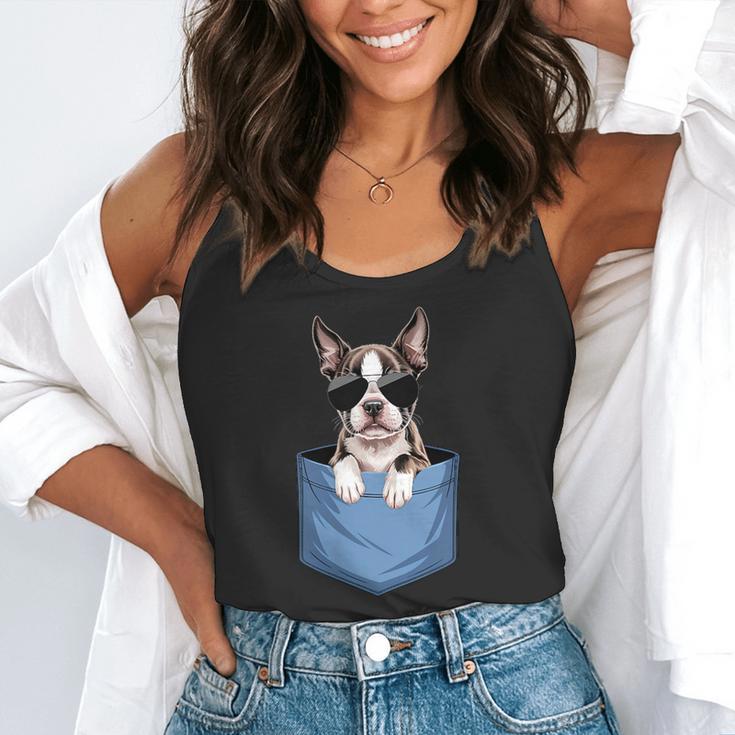 Cute Pocket Boston Terrier Lover Dog Mom Flowy Tank, funny gift