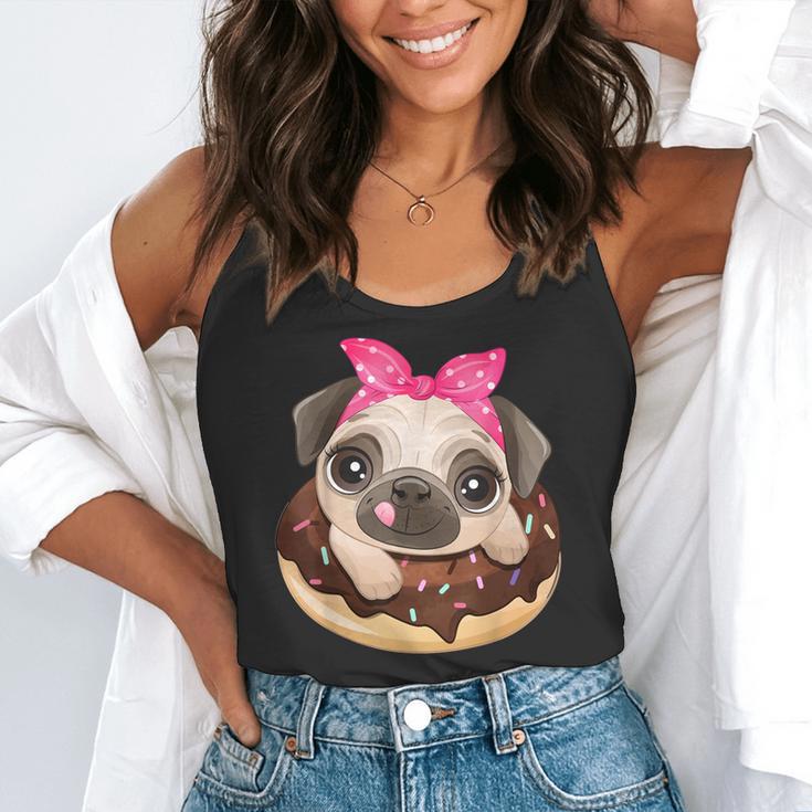 Cute Pug Shirt Donut Girls Dog Flowy Tank, funny gift