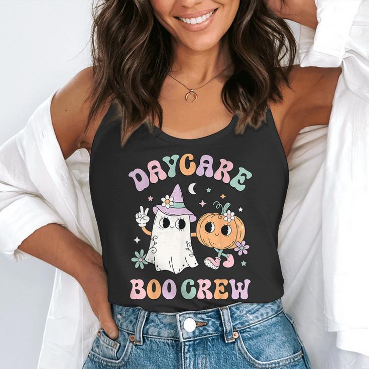 Daycare Boo Crew Groovy Halloween Floral Ghost Kid Teacher Flowy Tank, funny gift