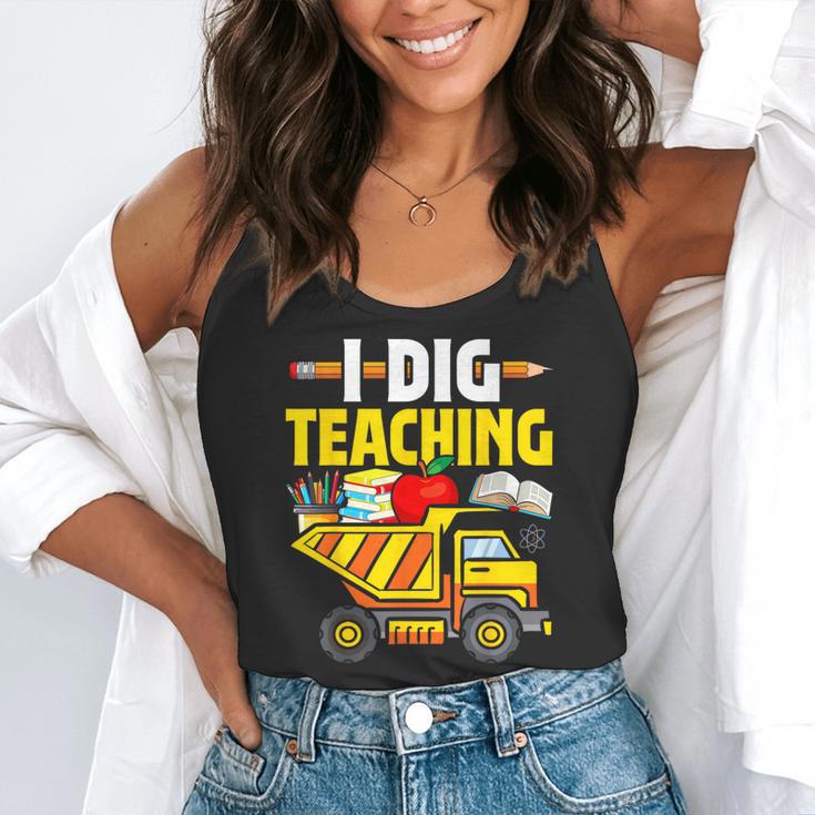 I Dig Teaching Dump Truck Construction Back School Teacher Flowy Tank, funny gift