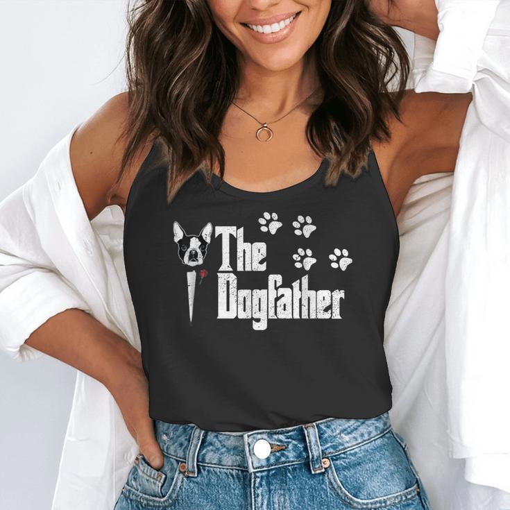The Dogfather Boston Terrier Dog Dad Tshirt Idea Flowy Tank, funny gift