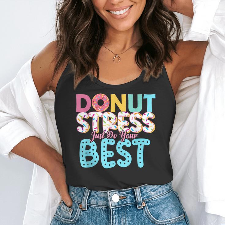 Donut Stress Just Do Your Best Teachers Testing Day For Men Women Girls Kids Flowy Tank, funny gift