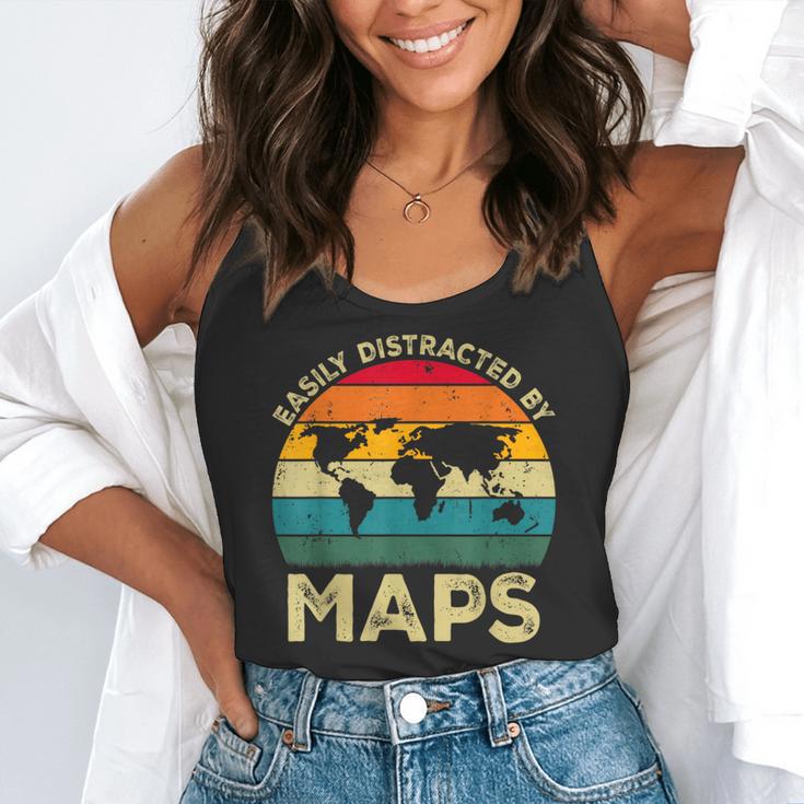 Easily Distracted By Maps Geography Teacher Flowy Tank, funny gift Easily Distracted By Maps Geography Teacher Flowy Tank, funny gift