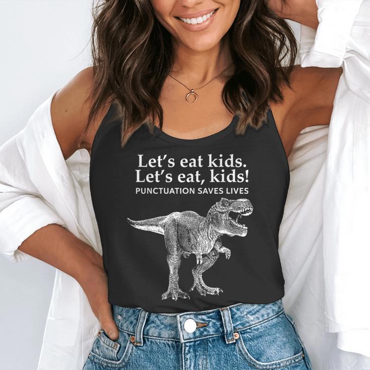 Lets Eat Kids Punctuation Saves Lives Dinosaur Teacher Flowy Tank, funny gift Lets Eat Kids Punctuation Saves Lives Dinosaur Teacher Flowy Tank, funny gift