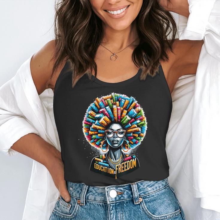 Education Is Freedom History Month Teacher Books Afro Flowy Tank, funny gift Education Is Freedom History Month Teacher Books Afro Flowy Tank, funny gift