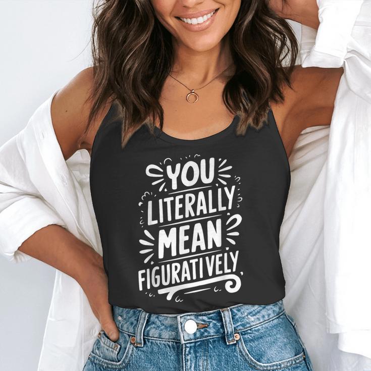 English Teacher Grammar Police Language Nerd You Literally Mean Figuratively V-Neck Modern Short Sleeve Small Flowy Tank, funny gift English Teacher Grammar Police Language Nerd You Literally Mean Figuratively V-Neck Modern Short Sleeve Small Flowy Tank, funny gift
