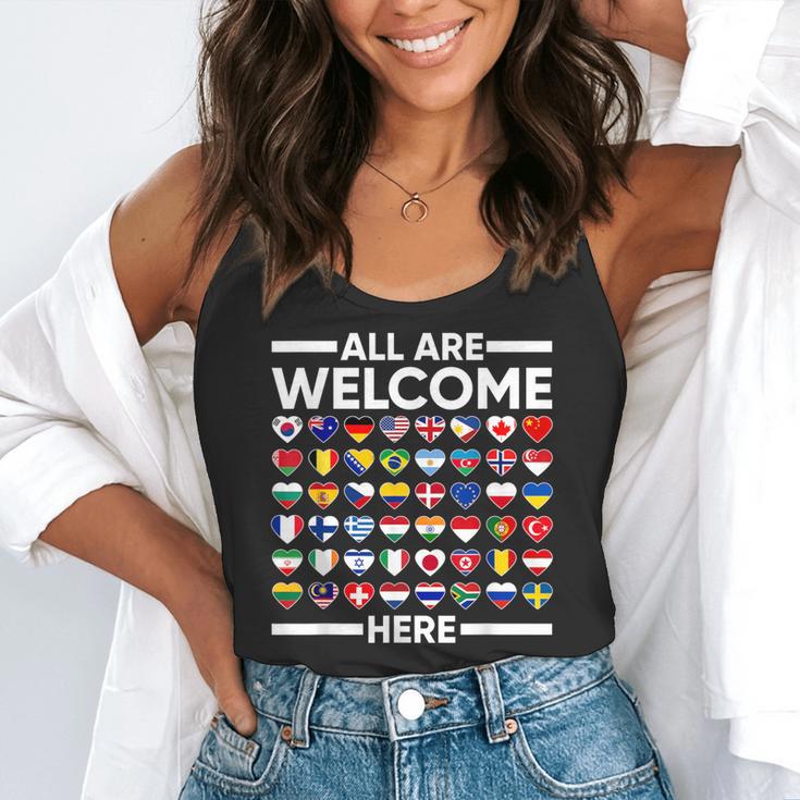 ESL Teacher All Are Welcome Here For Worlds Virtual Teachers Flowy Tank, funny gift