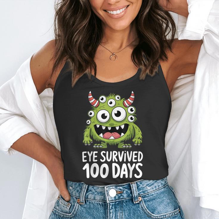 Eye Survived 100 Days Of School Monster Lover Teacher Kids Flowy Tank, funny gift