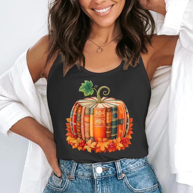 Fall Book Autumn Reading Teacher Halloween Pumpkin Season Flowy Tank, funny gift