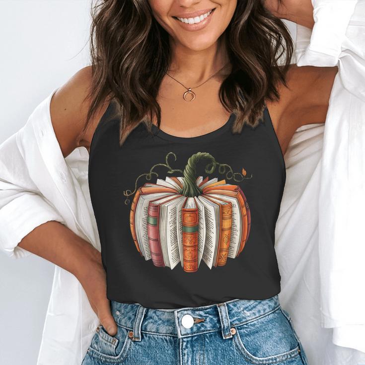 Fall Book Pumpkin Retro Reading Halloween Teacher Librarian Flowy Tank, funny gift Fall Book Pumpkin Retro Reading Halloween Teacher Librarian Flowy Tank, funny gift