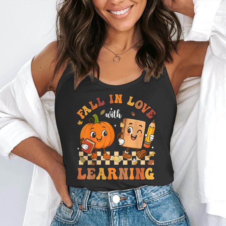 Fall In Love With Reading Book Autumn Pumpkins And Teachers Flowy Tank, funny gift
