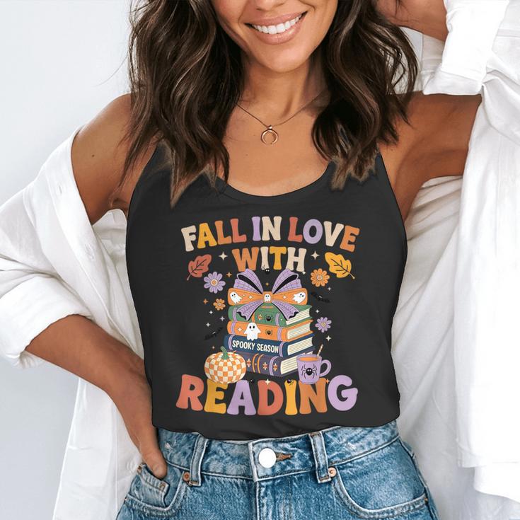 Fall In Love With Reading Halloween Stack Of Book Teacher Flowy Tank, funny gift