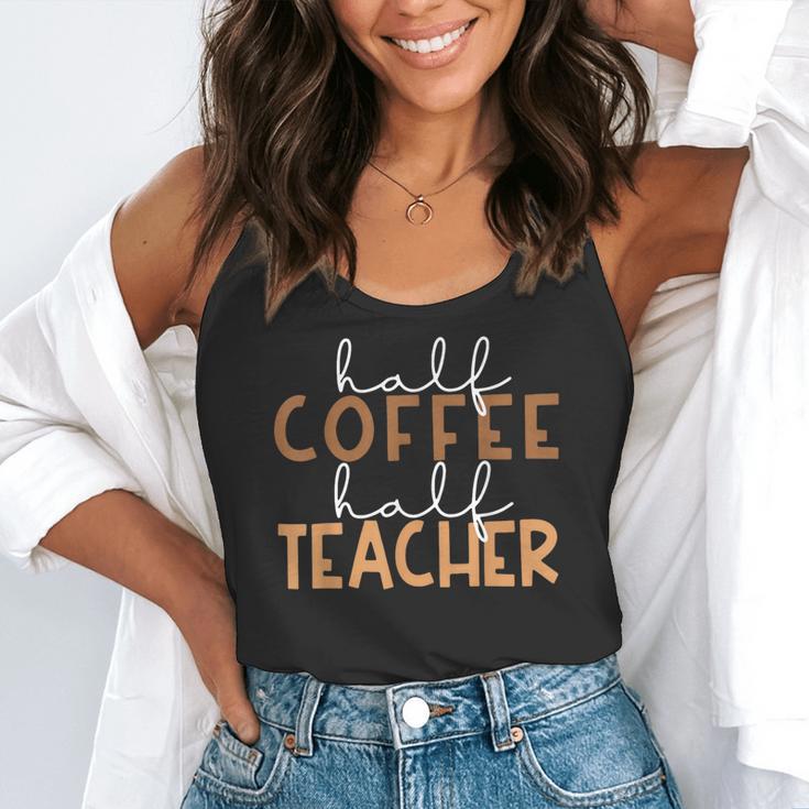 First Day Back To School Half Coffee Half Teacher Women Flowy Tank, funny gift First Day Back To School Half Coffee Half Teacher Women Flowy Tank, funny gift