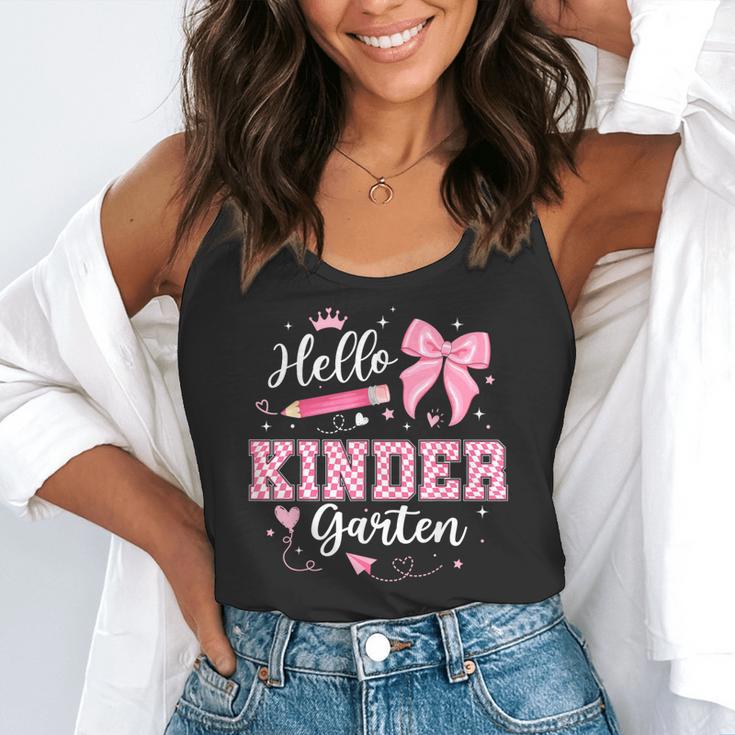 First Day Of School Teacher Girl Coquette Hello Kindergarten Flowy Tank, funny gift