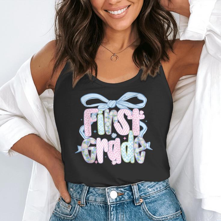 First Grade Coquette Bow Girls Teacher Team 1st Grade Squad Flowy Tank, funny gift