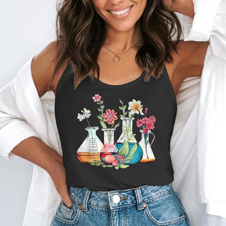 Floral Beakers Chemistry Lab Teacher Flowy Tank, funny gift