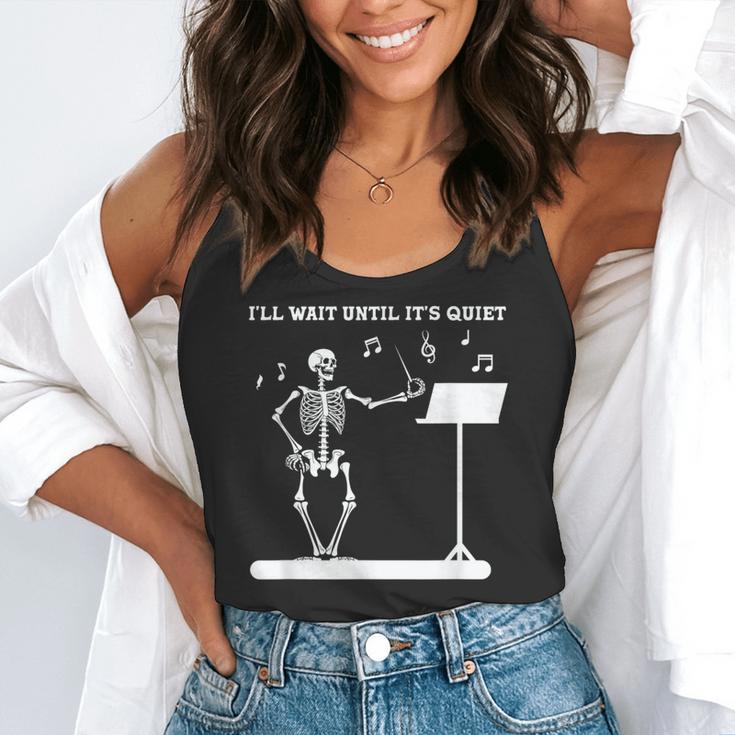 Funny Skeleton Music Teacher I'Ll Wait Until It's Quiet Flowy Tank, funny gift