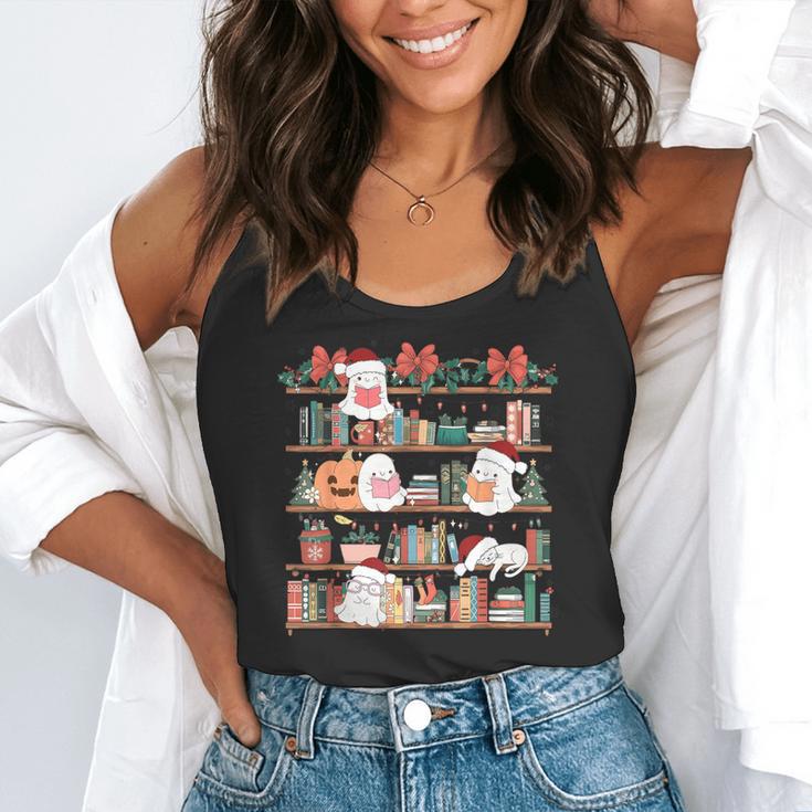 Ghost Christmas Reading Book Lover Library Christmas Teacher Flowy Tank, funny gift Ghost Christmas Reading Book Lover Library Christmas Teacher Flowy Tank, funny gift