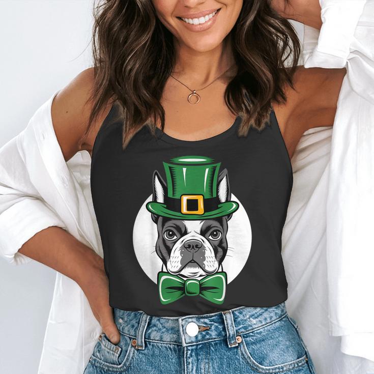 Green Boston Terrier Shamrock St Patricks Day Boston Terrier Flowy Tank, funny gift