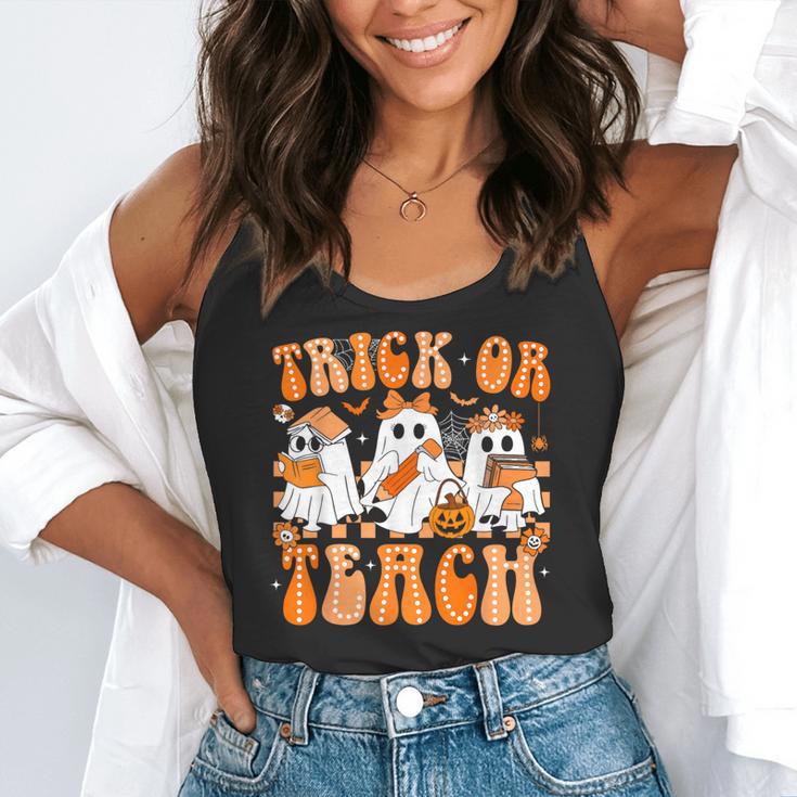 Groovy Teacher Halloween Trick Or Teach Ghost Men Women Kids Flowy Tank, funny gift