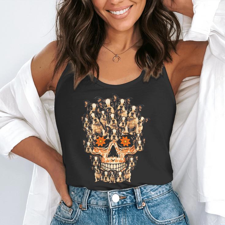Halloween Costume Skull Boston Terrier Dog Lover For Men Women Kids Flowy Tank, funny gift