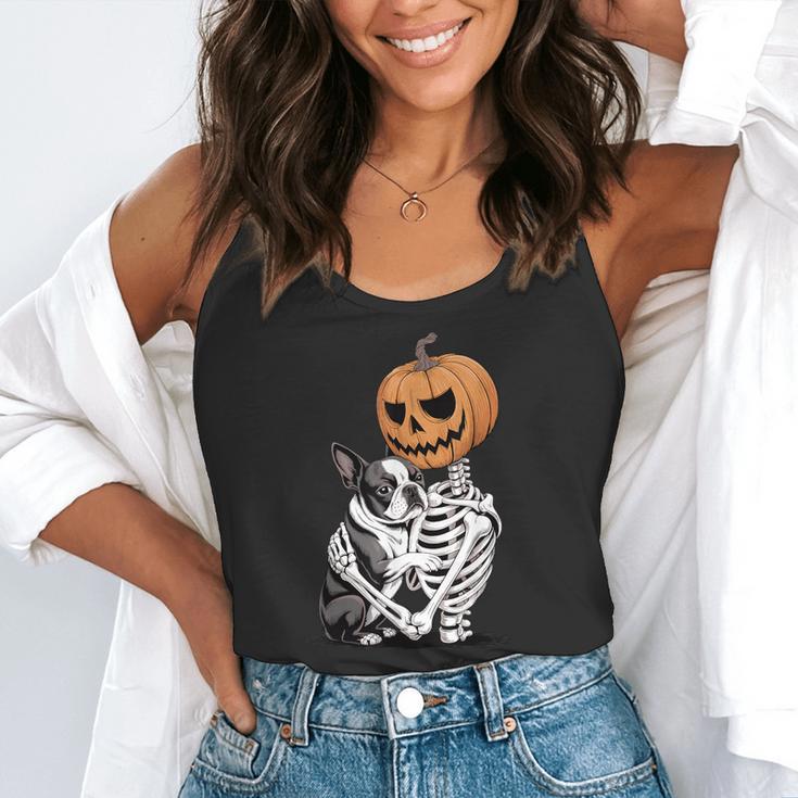 Halloween Skeleton Boston Terrier Flowy Tank, funny gift