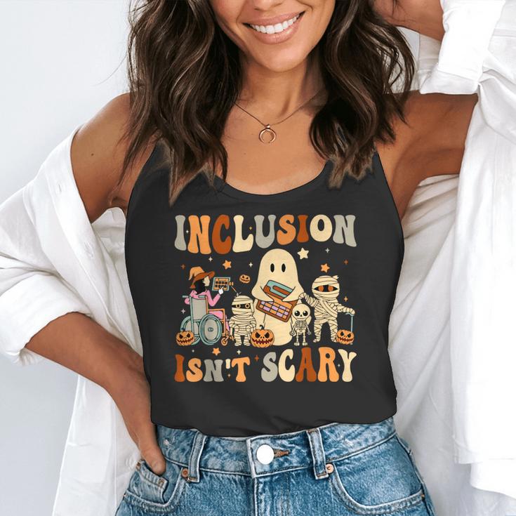Halloween SLP Sped Teacher Groovy Inclusion Isn't Scary Flowy Tank, funny gift